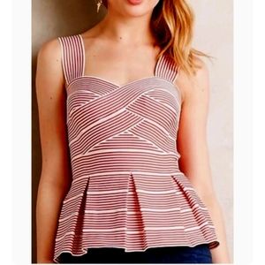HD in Paris Anthropologie Cabana Peplum bandage tank red and white stripe medium